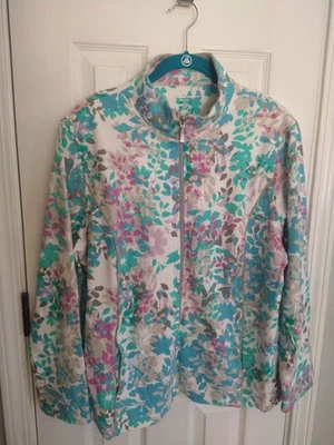 EUC Women's Allison Daley Purple Blue White Floral Active Jacket FullZip Size 1X - Image 1 of 3