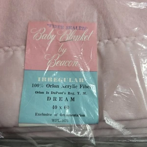 VTG Beacon Pink Baby Blanket 40x60” 100% Orlon Acrylic Old New Stock - Picture 1 of 3
