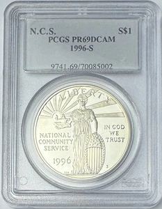 Servicio Comunitario Nacional 19996-S PCGS PR69 DCAM S $1 P155 - Imagen 1 de 2