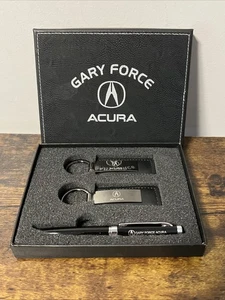 Llavero de cuero negro ACURA (2x) y juego de caja de bolígrafos auténtico/logotipo del distribuidor OEM - Imagen 1 de 4