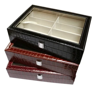 Crocodile Glasses Display Faux Leather Spectacles Storage Box Organiser 8 Grids - Picture 1 of 22