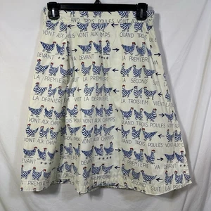 Vintage Chicken All Over Print Wrap Skirt French Text Pockets Farm Cottagecore - Picture 1 of 7