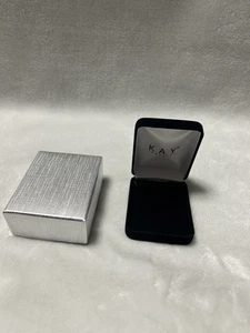 Kay jewelers black jewelry box holder with silver gift box - Picture 1 of 11