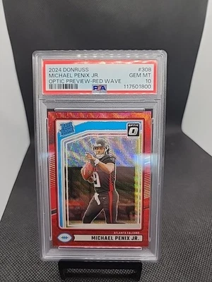 Donruss Michael Penix Jr #308 2024 vista previa óptica Red Wave Prizm RC PSA 10 Foto 1 de 2