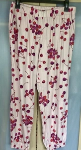 Victoria Secret pajama pants joggers M Long women's flannel cotton pink cherry - Picture 1 of 5