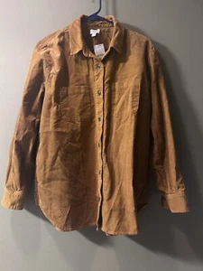 NWT J.Crew Factory Women’s Corduroy Shirt-Jacket Golden Brandy Medium - Picture 1 of 7