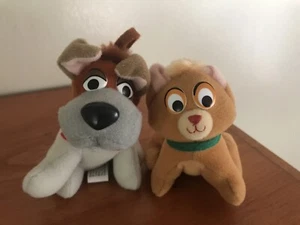 McDonald's Walt Disney Cat Oliver Company & DODGER DOG Plush Stuffed ORNAMENTS - Picture 1 of 6