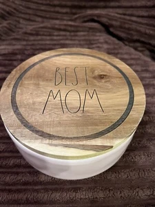 Rae Dunn Best Mom - Round Jewelry Box With Wood Lid - New - Picture 1 of 2