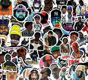 50 HIP HOP stickers, music, Rap, Tupac, snoop dog, wopo decals - Picture 1 of 9