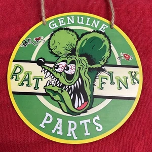 🔥NEW Ed Roth Rat Fink RF Hot Rod 8” Round Sign Mechanic ODD T-Bucket Muscle Car