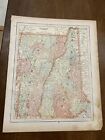 Belle carte antique 1891 du New Hampshire et du Vermont 13x11 pouces