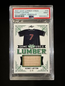 2021 Leaf Lumber Kings #56 - Kenny Lofton - Game Used Lumber Emerald, #1/4 PSA 9