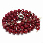 Natural 6x10mm Brazil Red Jade Faceted Gems Rondelle Beads Necklace 18'' AAA
