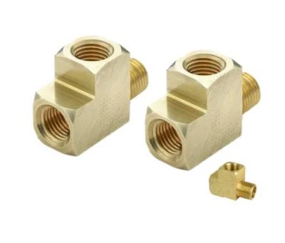 NEWMATICS 1/4" NPT Brass Street Tee 1/4" NPT Male to 1/4" Female NPT Extruded - 2 Pack