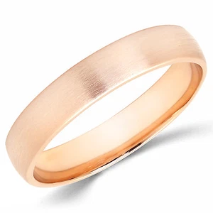 Solid 14K Rose Pink Gold 4mm Brush Finish Men's and Women's Wedding Band Ring - Picture 1 of 4
