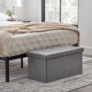 30 Inch Rectangle Storage Ottoman - Buttonless Tufted Ottoman -Foot Rest-Holds 3 - Picture 1 of 7