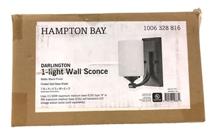 Hampton Bay Darlington 4.5 in. 1-Light Matte Black Indoor Wall Sconce New - Picture 1 of 3