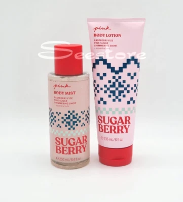 Victoria's Secret Pink Sugar Berry Body Mist Spray & Body Lotion New Set of 2 - Image 1 of 3