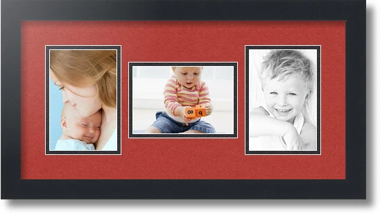 ArtToFrames Collage Mat Picture Photo Frame 3 4x6" Openings in Satin Black 113 - Image 1 of 1