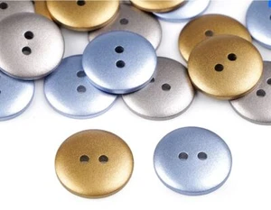 5 Knöpfe Kunststoff  gold silber 18 mm Bluseknopf Hemdknopf - Picture 1 of 4