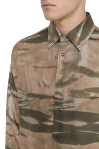 $225 Designer DIESEL Men Camouflage Collared Casual Fashion Button Up Shirt L - Picture 1 of 14