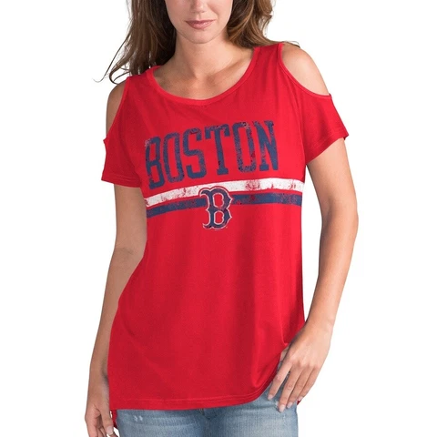 Boston Red Sox Women's Cold Shoulder Scoopneck Tee - Free Shipping! - NWT! Cover