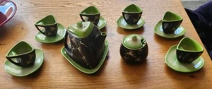 Vintage Vietnamese BL Ceramics Bát Tràng Cup Tea Set w. Saucers Teapot Sugar. EC - Picture 1 of 24