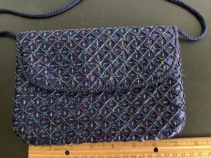 Preston & York Blue Hue GLASS Beaded Evening Bag Purse - Picture 1 of 6