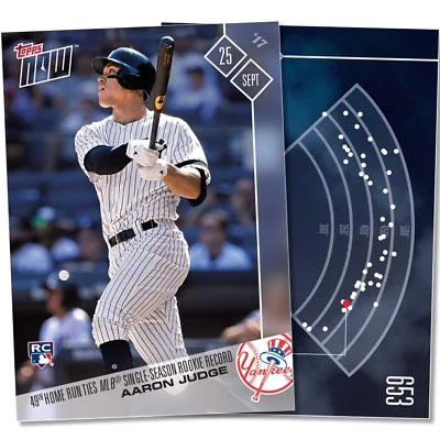 2017 Topps Now #653 49TH HR TIES MLB SINGLE SEASON ROOKIE RECORD AARON JUDGE - Image 1 of 3