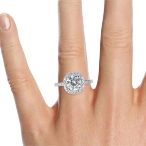 1 Carat H SI2 Brilliant Diamond Engagement Ring Round Cut 14K White Gold - Picture 1 of 7