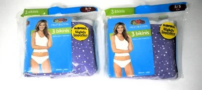 Bragas de bikini de algodón Fruit of the Loom ligeramente imperfectas talla 5 pequeñas 6 unidades Foto 1 de 2