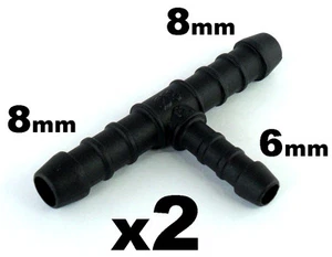 2x tubo de manguera 3 vías pieza en T 6 mm a 2x 8 mm - Imagen 1 de 1
