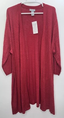 Catherines NWT 3/4 Sleeve Knit Red Cardigan Long Layering Holiday Plus 3X - Image 1 of 4