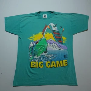 Vintage SSI Big Game MEN Macro Earth Native Fishing 1991 Tshirt Single Stitch M - Picture 1 of 18