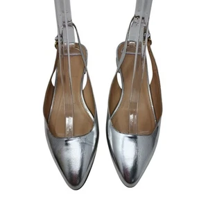 J Crew Lucie Damen-Slingback-Flats Metallic verspiegelt silber Größe 8 hergestellt in Italien - Bild 1 von 18