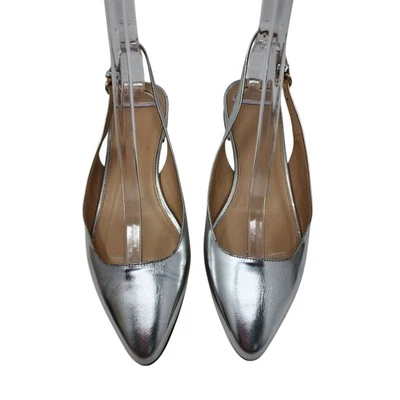Zapatos planos J Crew Lucie metálicos espejados plateados talla 8 para mujer hechos en Italia Foto 1 de 4