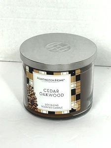 NEW Huntington CEDAR OAKWOOD Home Soy Blend Scented 3 Wick Candle 14 oz - Picture 1 of 2