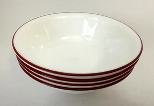 Set of 4 Corning Corelle White Cereal Bowls w/ Red Striped Edge 6.25" dia. - Picture 1 of 4