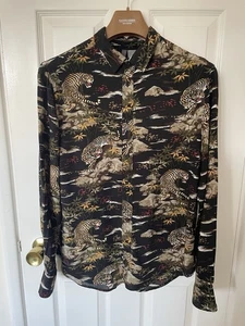 H&M black oriental Tiger Hawaiian long sleeved shirt Medium - Picture 1 of 9