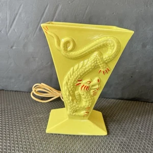Vtg 1950s TV Lamp RARE Yellow Dragon Vase Miramar of CA Pottery Works Excellent - Picture 1 of 24