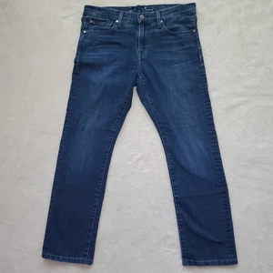 7 Seven For All Mankind Slimmy Jeans Mens 33x27 Blue Dark Wash Straight Stretch - Picture 1 of 8