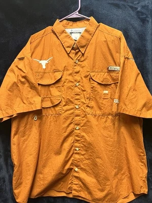 Columbia PFG Texas Longhorns Vented Shirt Mens 2XL Orange Fishing Short Sleeve - Image 1 of 2