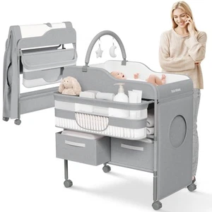 Luxury Baby Changing Table with Wheels - Modern Dresser Changing Tables w/Han... - Picture 1 of 6