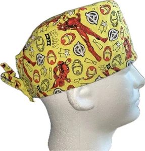 Marvel Iron Man Yellow Scrub Hat Chemo Cap - Picture 1 of 4