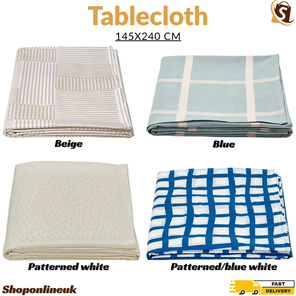 IKEA Tablecloth 145x240cm Cotton Dining Table Cover Home Kitchen Decor Table - Image 1 of 1