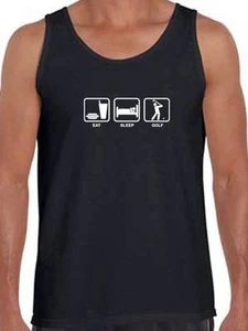 NW Men's Printed EAT SLEEP GOLF FUNNY MMA Hipster TANK TOP BLACK NAVY WHITE Tee - Picture 1 of 7