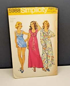 Vtg Simplicity Sewing Pattern #5988 Women's Night Gowns Size 12-14 Cut 1973 - Picture 1 of 6