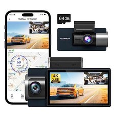 WOLFBOX i17 Dash Cam Front Inside 4K+2.5K 5G WiFi Dual Dash Camera with 64G Card