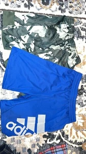Lot 2 Adidas Youth Large 14/16  Shorts- Blue And Camo - Picture 1 of 5