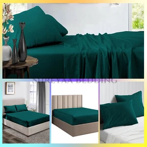 Lo último en sábanas de pared profunda colección algodón egipcio tallas AU verde cazador liso - Imagen 1 de 19